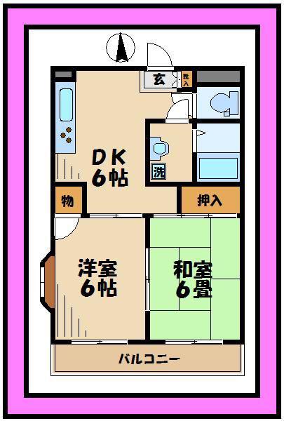 ラ・クール矢野口(2DK/3階)の間取り写真