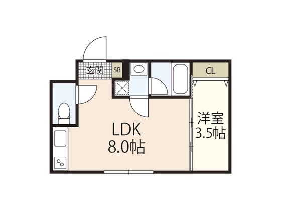 S-MOVE庚午北NEO(1LDK/1階)の間取り写真