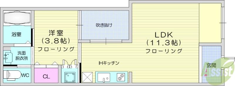 LAND長町(1LDK/2階)の間取り写真