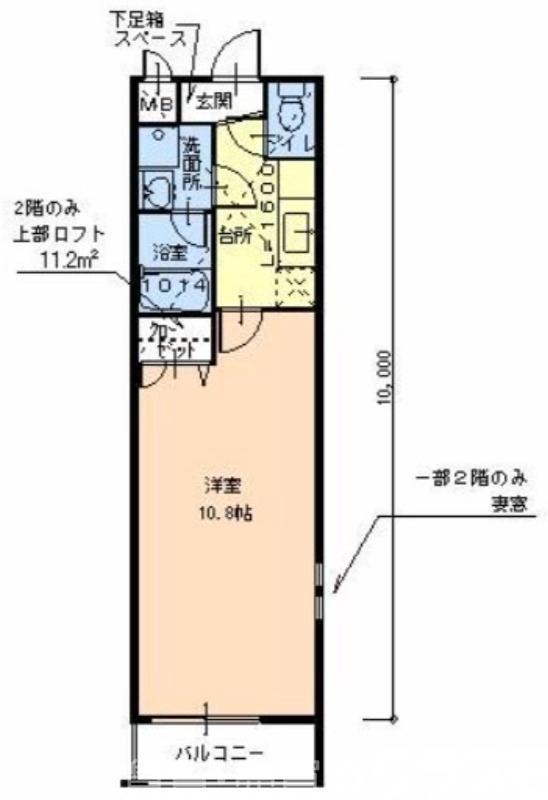 フジパレス堺老松町2番館(1K/2階)の間取り写真