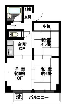 小石川コーポビアネーズ(3K/2階)の間取り写真