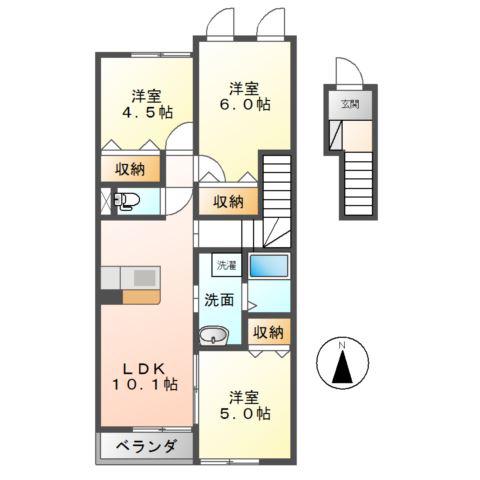 フェリーチェ(3LDK/2階)の間取り写真