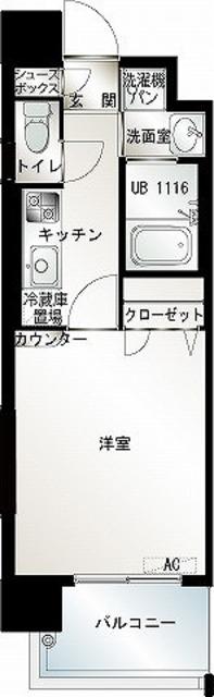 エンクレスト薬院(1K/12階)の間取り写真