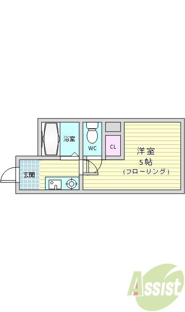 仲ハイム箕輪(1K/2階)の間取り写真