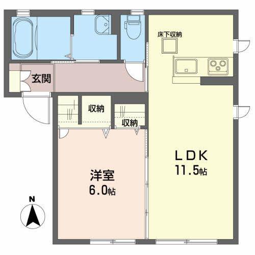 シャーメゾン ベルツリー(1LDK/1階)の間取り写真
