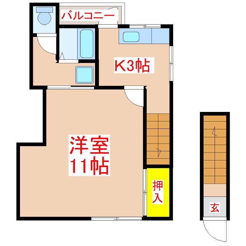 なでしこハイツ(1K/2階)の間取り写真