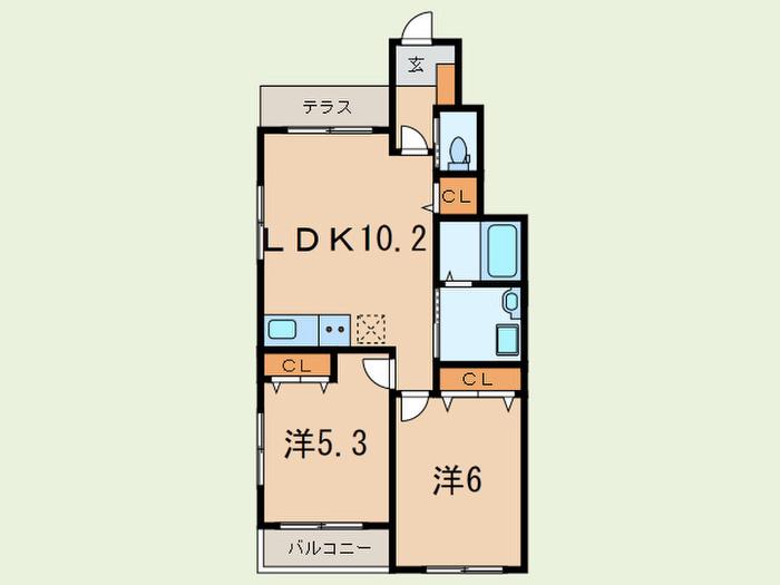 グランクレスト岡本(2LDK/1階)の間取り写真