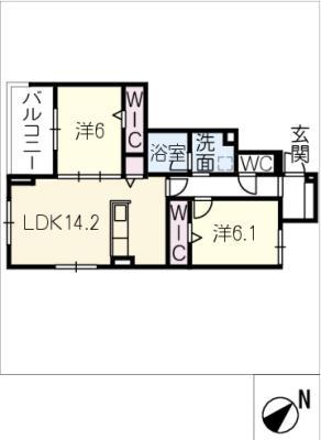 クレストリア(2LDK/2階)の間取り写真