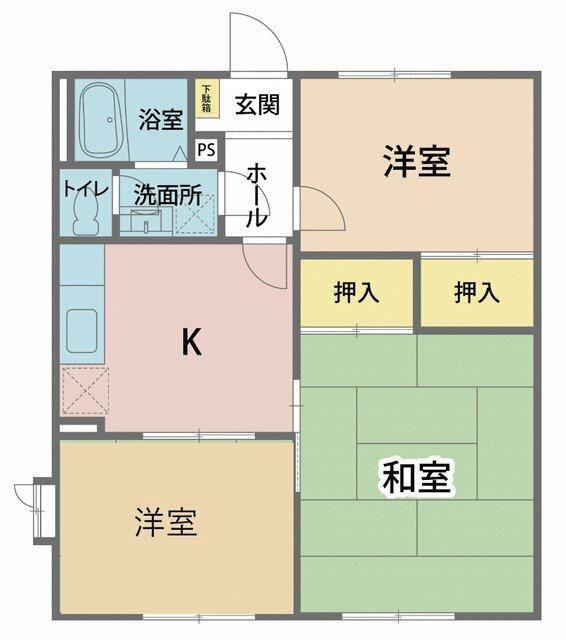 フレグランス坂下A(3K/2階)の間取り写真