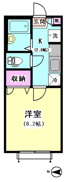パピヨン南大井(1K/1階)の間取り写真