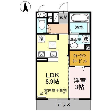 ヴィラグランデII(1LDK/1階)の間取り写真