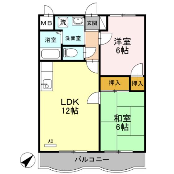 サンパティーク桜木III(2LDK/2階)の間取り写真