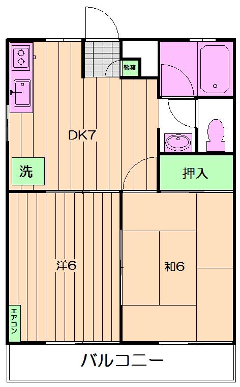 メゾン山吹 A棟(2DK/2階)の間取り写真
