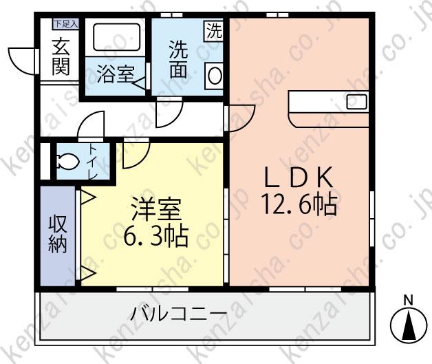 ロータスIII(1LDK/3階)の間取り写真