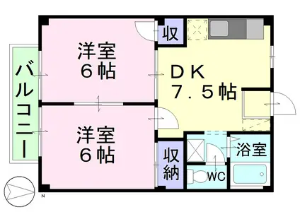 エルディム松尾(2DK/2階)の間取り写真