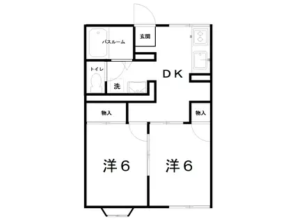 ジュネスK(2DK/1階)の間取り写真