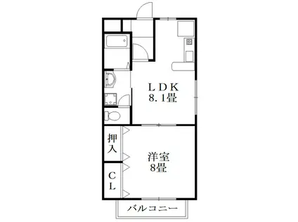 レジデンスイマイII(1LDK/3階)の間取り写真