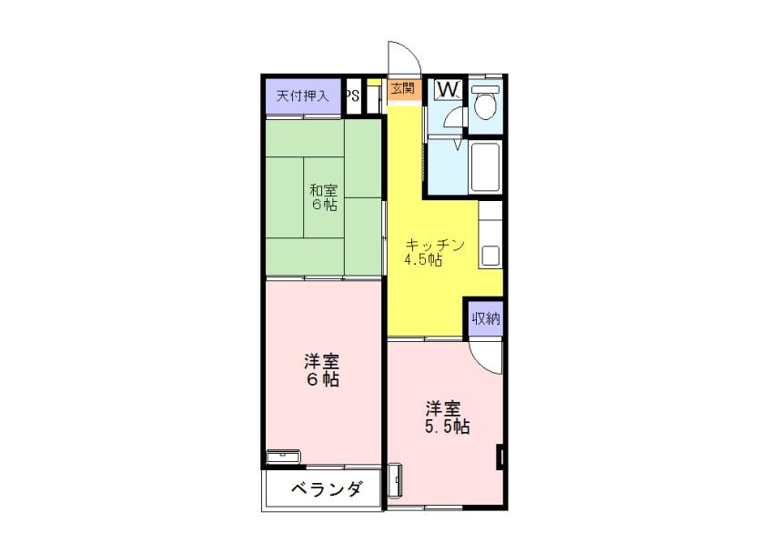 プラムコーポII(3K/1階)の間取り写真