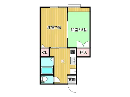 トウワハウス(2K/2階)の間取り写真