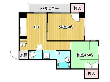 コープエンドー(2DK/4階)の間取り写真