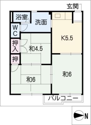 フォーブル吉岡(3DK/2階)の間取り写真