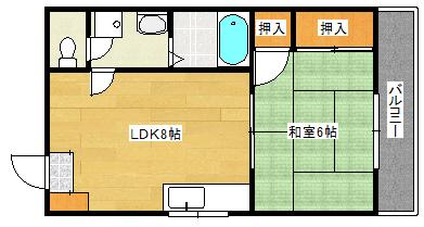 谷本レジデンス(1LDK/2階)の間取り写真