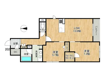 PRECIOUS COURTII(2LDK/2階)の間取り写真