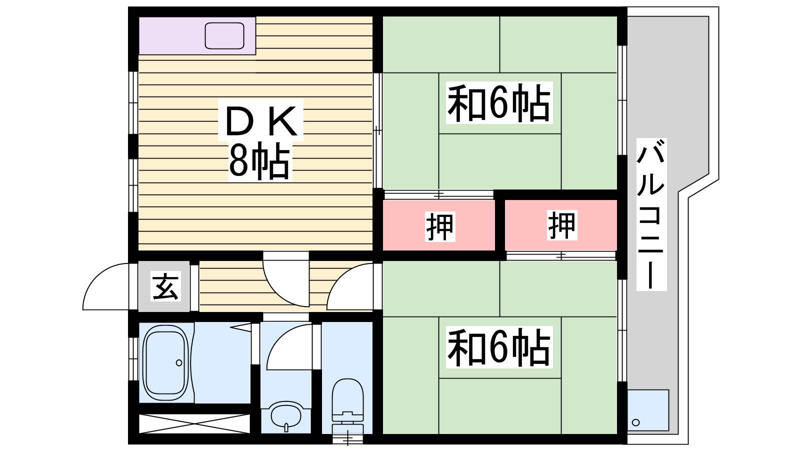 ミキコーポ(2DK/2階)の間取り写真