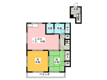 上野サンハイツ(2LDK/2階)の間取り写真