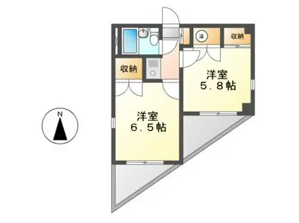 浅井ビル(2K/6階)の間取り写真