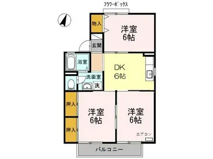 セジュール朽網B棟(3DK/2階)の間取り写真