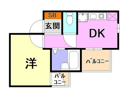 アメニティ東神戸1番館(1DK/3階)の間取り写真
