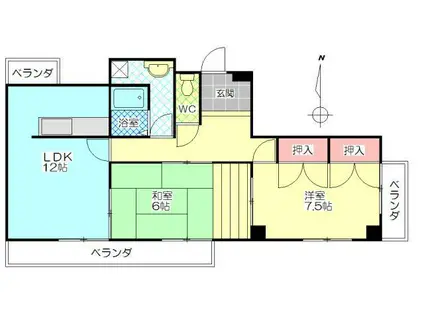 ラインビルド今津留(2LDK/3階)の間取り写真
