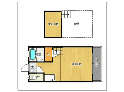 エトワール綾(ワンルーム/1階)の間取り写真