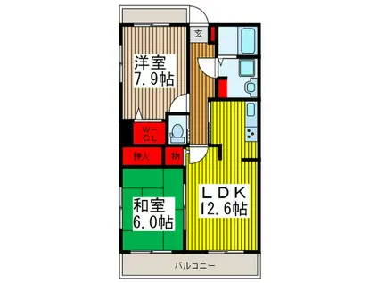 M・HARVESTRIDGE(2LDK/3階)の間取り写真