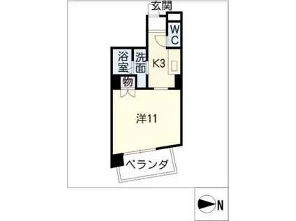 らく富士見(1K/9階)の間取り写真