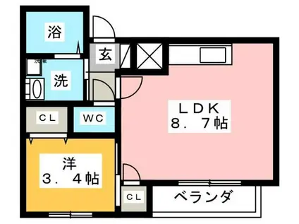 LE BLANC 大須(1LDK/2階)の間取り写真