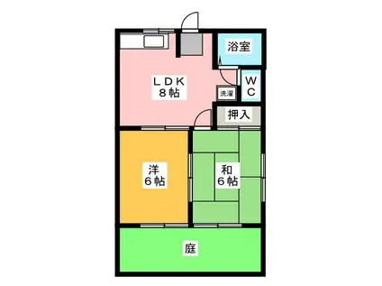 アパートメントハウス美登里(2DK/1階)の間取り写真