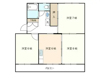 フォビテッツァ(3DK/2階)の間取り写真