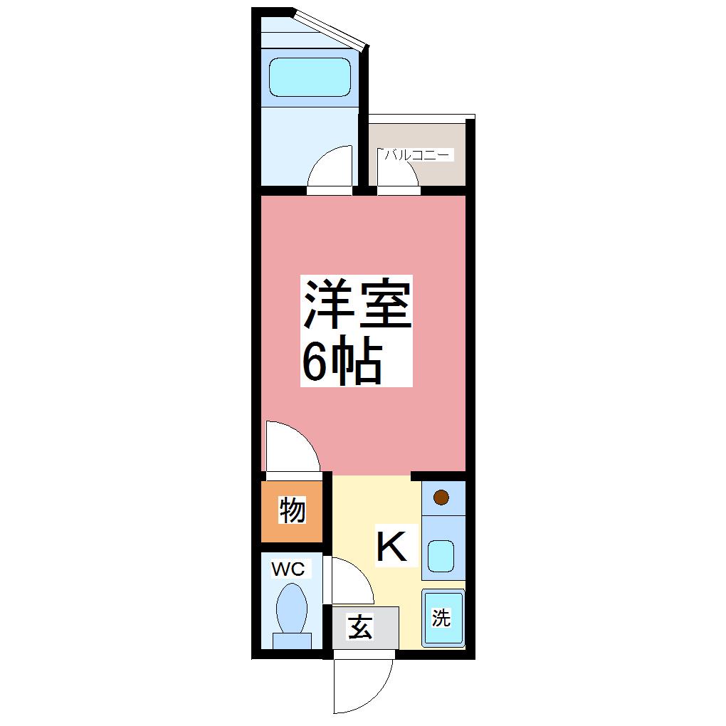 リネンハイツ(1K/2階)の間取り写真