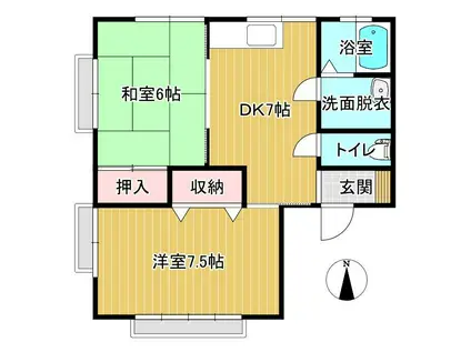 ハルヤマハイツ星ヶ丘(2DK/1階)の間取り写真