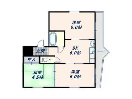 コスモス21(3DK/4階)の間取り写真
