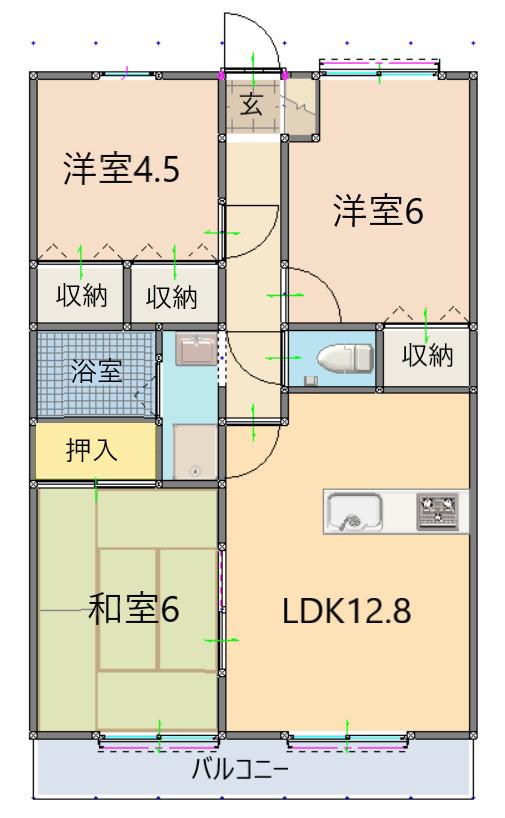 ロイヤルハイツ(3LDK/3階)の間取り写真