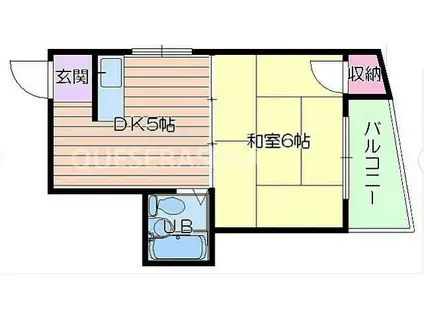 第二カワイハイツ(1DK/4階)の間取り写真