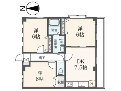 メゾンウイステリアIII(3DK/1階)の間取り写真