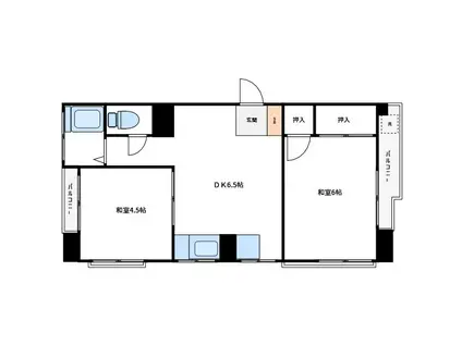 竜一ビル(2DK/3階)の間取り写真