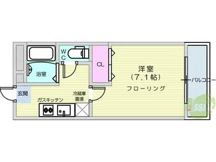 コンフォール(1K/2階)の間取り写真