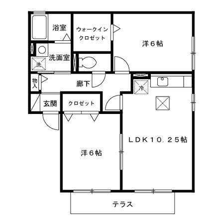 クレールカノン(2LDK/1階)の間取り写真