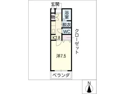 ソフィア宮東(1K/1階)の間取り写真