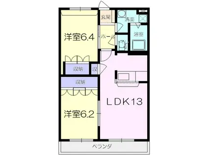 プレサス KS(2LDK/2階)の間取り写真